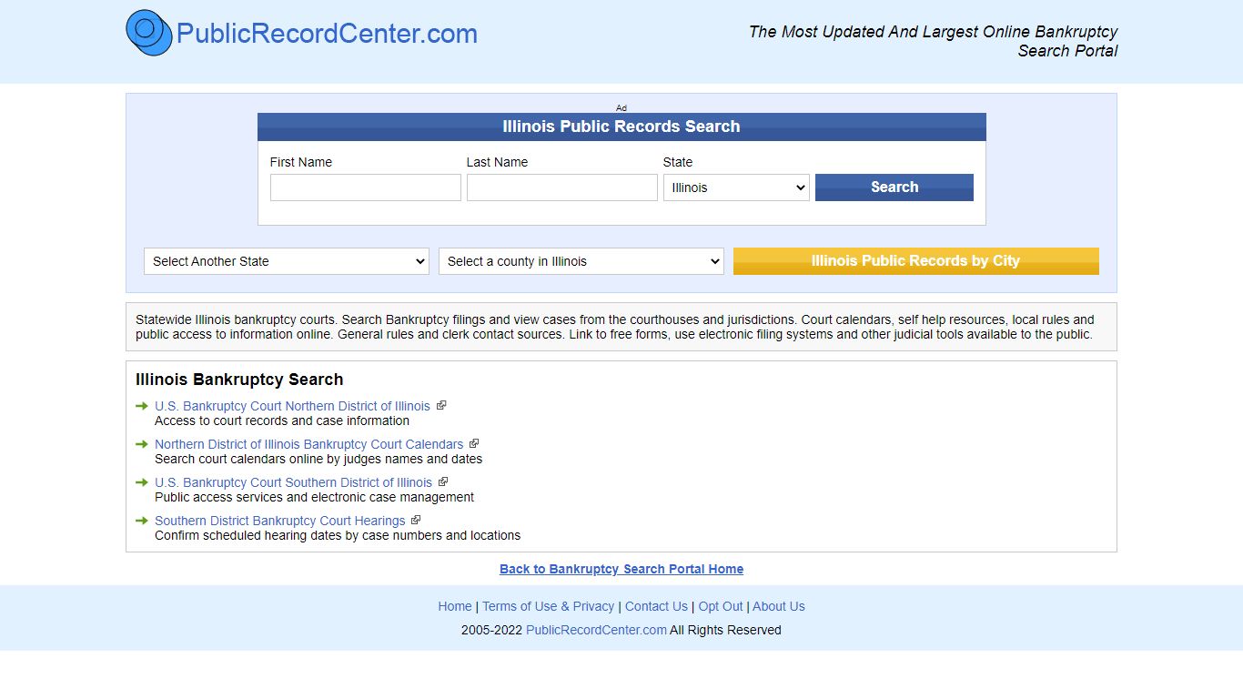 Free Illinois Bankruptcy Records Directory - Public record center