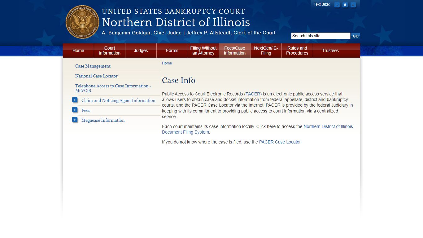 Case Info | Northern District of Illinois | United States Bankruptcy Court